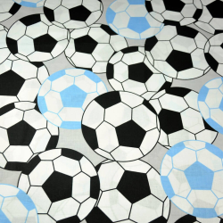 Baumwolle 100% 3D Bälle schwarz-blau auf grauem Hintergrund.  