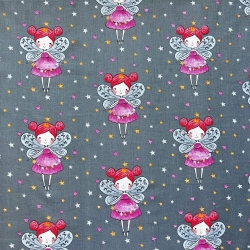 Baumwolle 100% Glöckchen mit Sternen auf grauem Hintergrund  