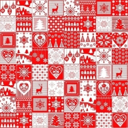 Baumwolle 100% Weihnachtsmuster Patchwork klein weiß-rot  
