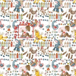 Baumwolle 100% bunte Stickereien auf weißem Hintergrund  