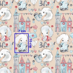 Baumwolle 100% BABY Elefanten auf beigem Hintergrund  