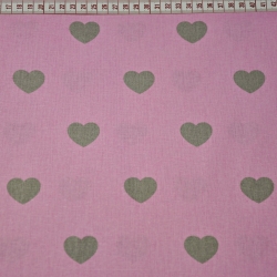 Baumwolle 100% graue Herzen auf rosa Hintergrund  