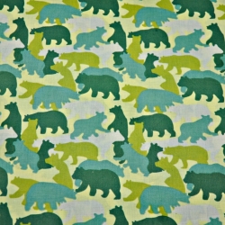 Baumwolle 100% verschiedene grüne Bären  
