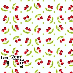 Baumwolle 100% Kirschen auf weißem Hintergrund  