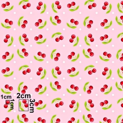 Baumwolle 100% Kirschen auf rosa Hintergrund  