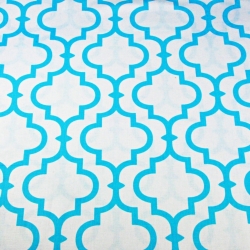 Baumwolle 100% Orientalisches Mosaik türkis auf weißem Hintergrund  