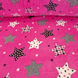 Polar Plus gemusterte Sterne grau-weiß auf amarantfarbenem Hintergrund  