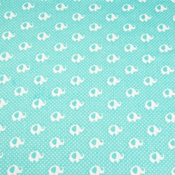 Baumwolle 100% Mini Elefanten weiß auf mintfarbenem Hintergrund  