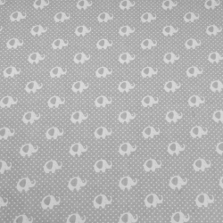 Baumwolle 100% Mini Elefanten weiß auf grauem Hintergrund  