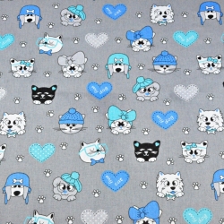 Baumwolle 100% Lieblinge blau auf grauem Hintergrund  