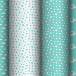 Baumwolle 100% Mini Zickzack weiß-mint  