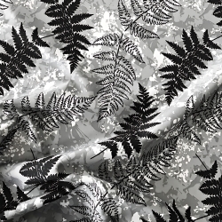 wasserabweisender Stoff Farnblätter auf grauem Hintergrund  