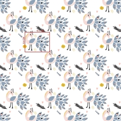 Baumwolle 100% Pfauen mit grauem auf weißem Hintergrund  