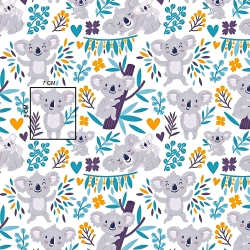 Baumwolle 100% Koala-Bären in Bäumen auf weißem Hintergrund  