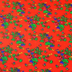 Baumwolle 100% Krakauer Muster auf rotem Hintergrund  