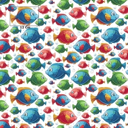 Baumwolle 100% Fische auf weißem Hintergrund