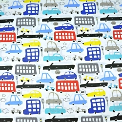 Baumwolle 100% bunte Autos auf weißem Hintergrund  