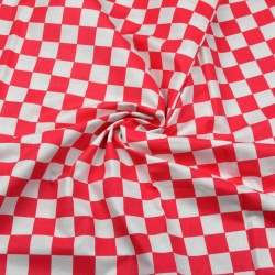 Baumwolle 100% Schachbrett 2cm weiß-rot  