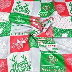 Baumwolle 100% Weihnachtsmuster Patchwork grün-rot-grau  