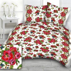 Baumwolle 100% mit dem Muster Halka Goralka auf weißem Hintergrund  