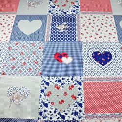 Baumwolle 100% Patchwork Blumen blau-rot  