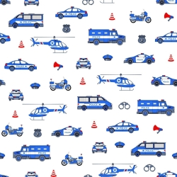 Baumwolle 100% Polizei blau auf weißem Hintergrund  