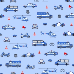 Baumwolle 100% Polizei blau auf blauem Hintergrund  
