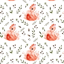 Baumwolle 100% Eichhörnchen mit Zweigen auf weißem Hintergrund  