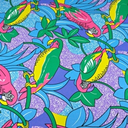 wasserabweisender Stoff blau-lila Papageien  