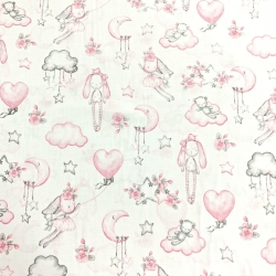 Baumwolle 100% Kuscheltiere rosa auf weißem Hintergrund  