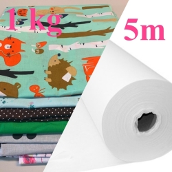 Paket: 5m Vlieseline medizinisch weiß 40 g/m2 + Baumwollreste 1 kg  