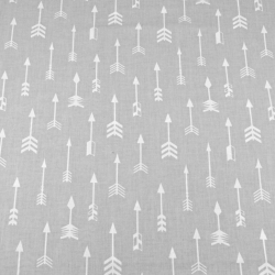 Baumwolle 100% - weiße Pfeile auf grauem Hintergrund  