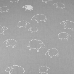 Baumwolle 100% - weiße Umrisse von Schafen auf grauem Hintergrund  