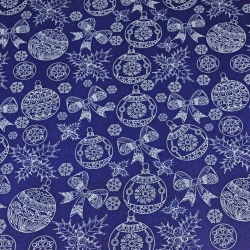 Baumwolle 100% Weihnachtsmuster gezeichnet weiß auf dunkelblauem Hintergrund  