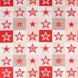Baumwolle 100% Weihnachtsmuster Patchwork Sterne rot-weiß  