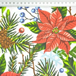 Baumwolle 100% Weihnachtsmuster Weihnachtsstern auf weißem Hintergrund  