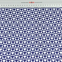 Baumwolle 100% Herzen MINI in weiß-navy Quadraten  