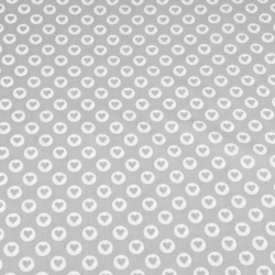 Baumwolle 100% MINI Herzen in Kreisen weiß auf grauem Hintergrund  