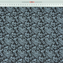 Baumwolle 100% Herzen MINI türkisch in weiß-schwarzen  