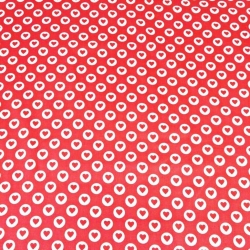 Baumwolle 100% MINI Herzen in Kreisen weiß auf rotem Hintergrund  