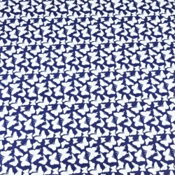 Baumwolle 100% MINI Schmetterlinge weiß auf dunkelblauem Hintergrund  