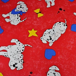 Baumwolle 100% Dalmatiner auf rotem Hintergrund  