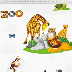 Baumwolle 100% Tiere im Zoo auf weißem Hintergrund  