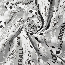 100% Baumwolle Fußball auf grauem Hintergrund  