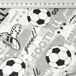 100% Baumwolle Fußball auf grauem Hintergrund  