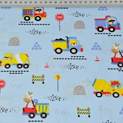 Baumwolle 100% Bau-Bären auf blauem Hintergrund  