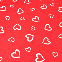 Baumwolle 100% Herzen weiße Konturen auf rotem Hintergrund  