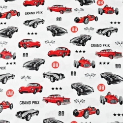 Baumwolle 100% Grand-Prix-Autos auf weißem Hintergrund  