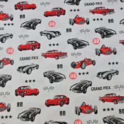 Baumwolle 100% Grand-Prix-Autos auf grauem Hintergrund  