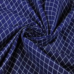 Baumwolle 100% Rauten weiß auf marineblauem Hintergrund  